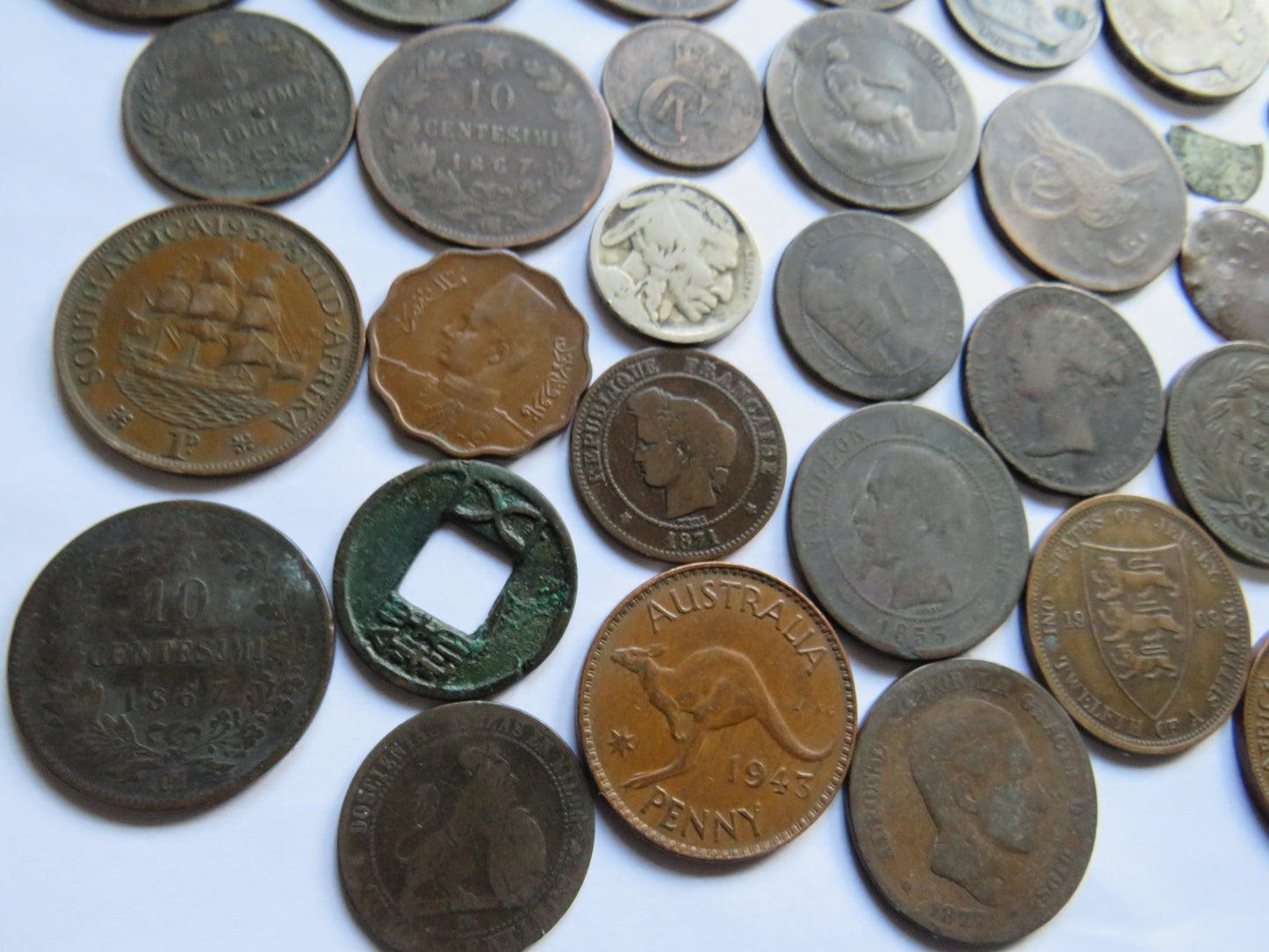 Small Lot of Old World Coins, France, South Africa etc.