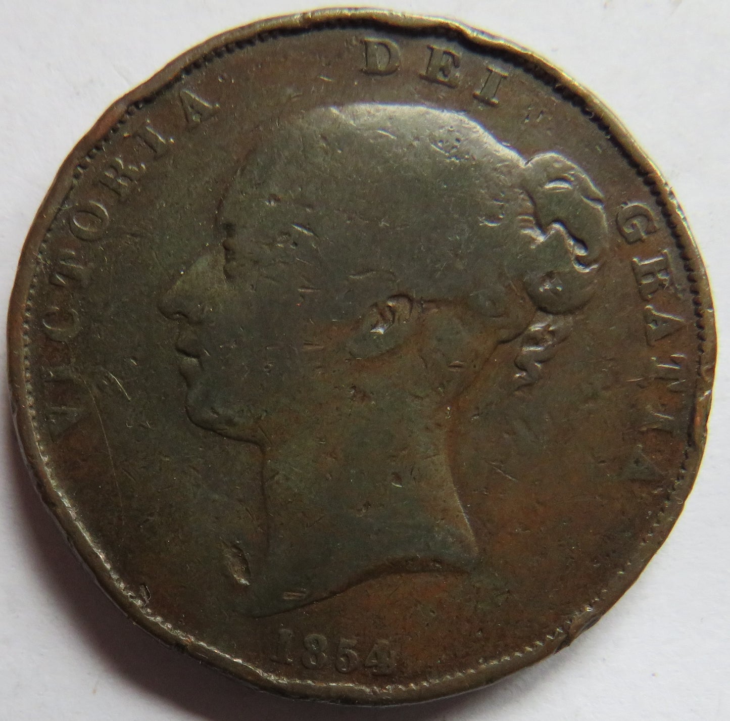 1854 Queen Victoria Young Head One Penny Coin - Great Britain