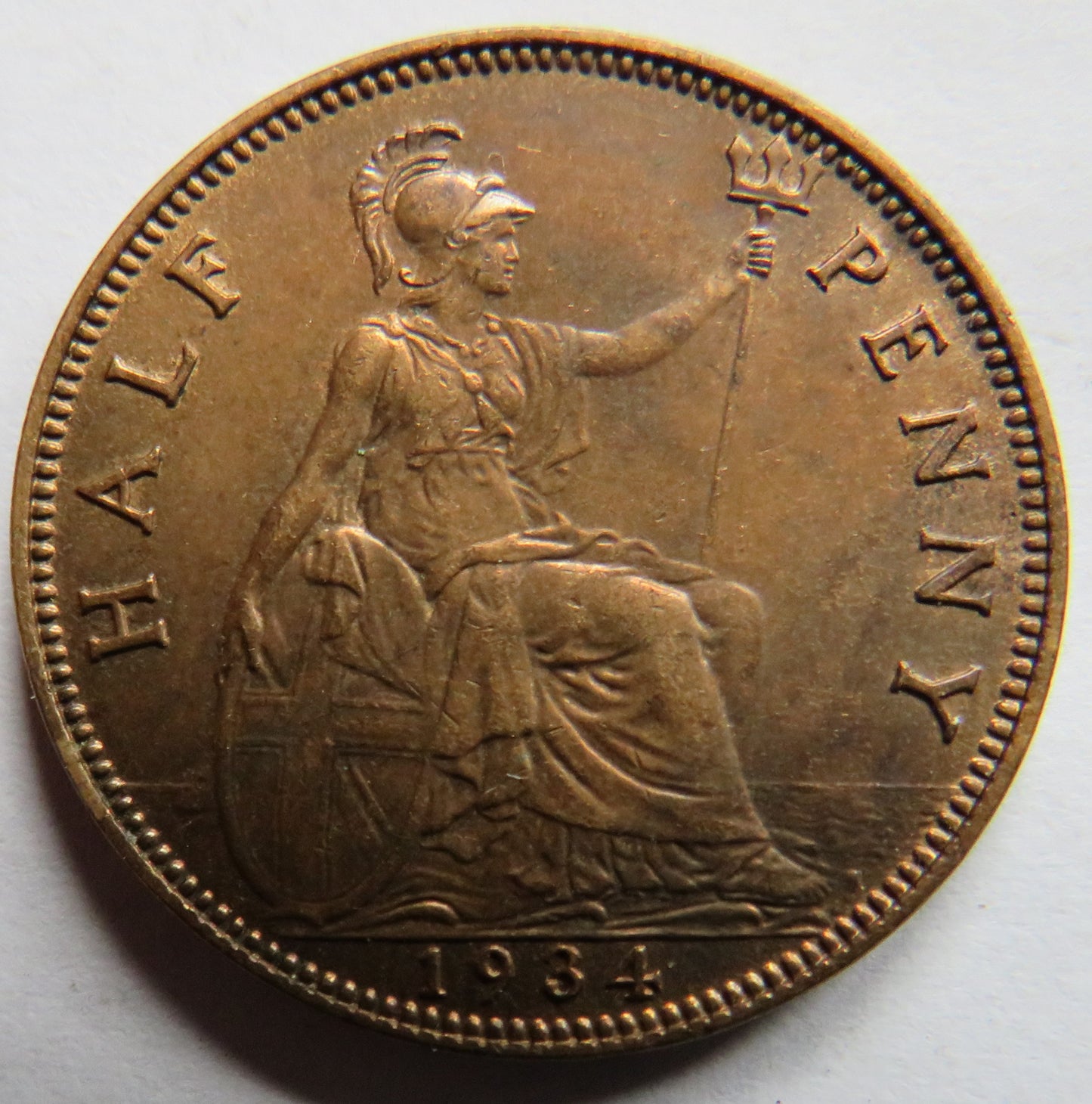 1934 King George V Halfpenny Coin - Great Britain