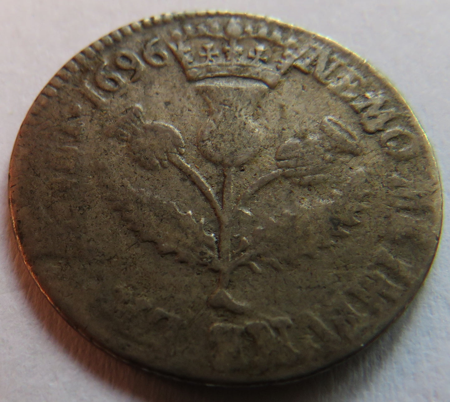 1696 King William II Scotland Silver 5 Shillings Coin