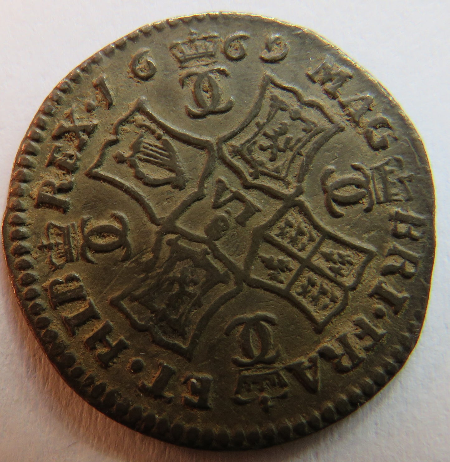 1669 King Charles II Scotland 1/2 Merk 6s, 8d Coin