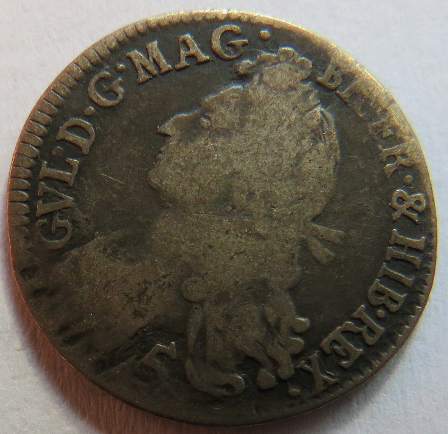 1696 King William II Scotland Silver 5 Shillings Coin