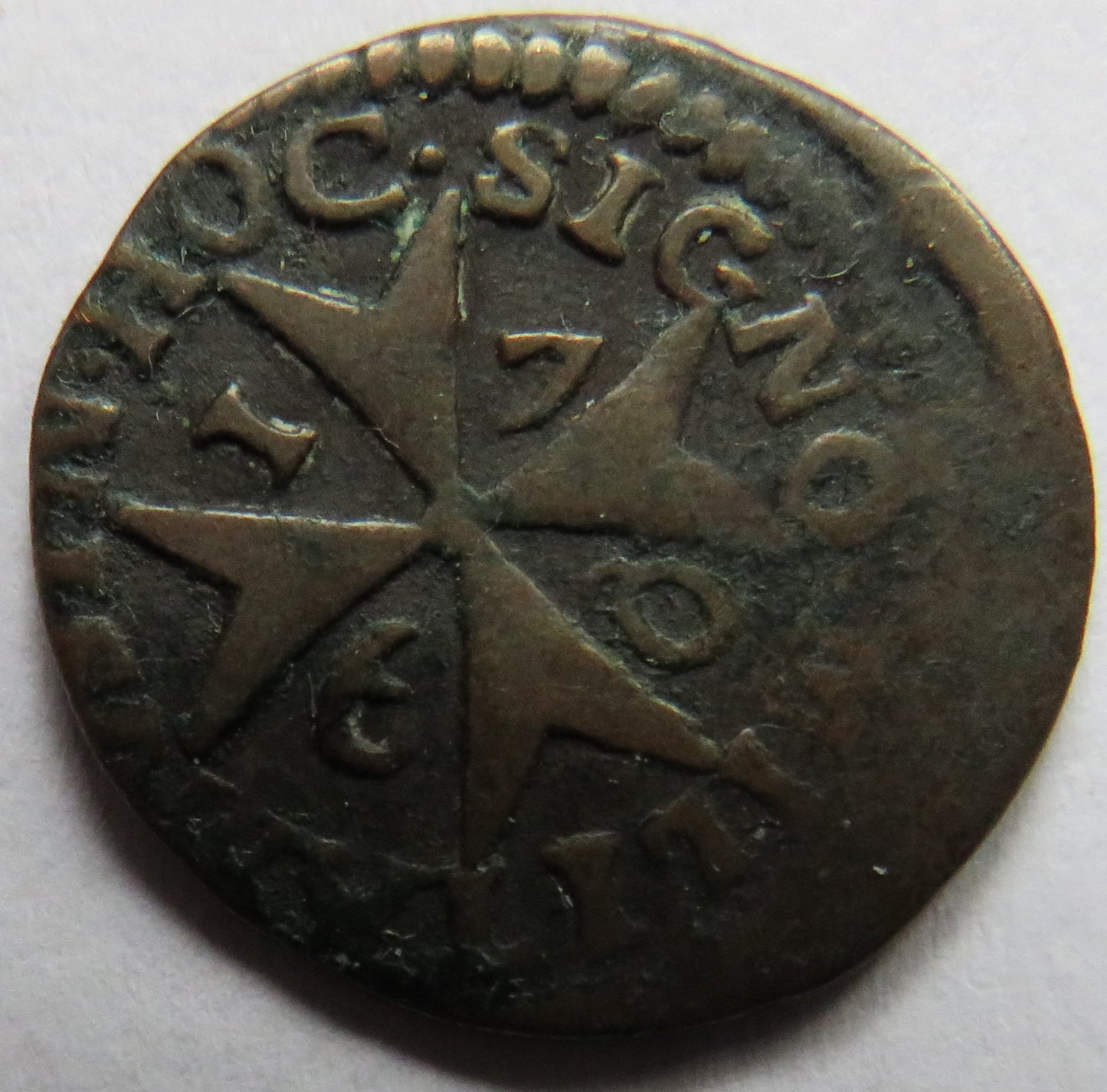 1709 Order of Malta One Grano Coin Rare Variety
