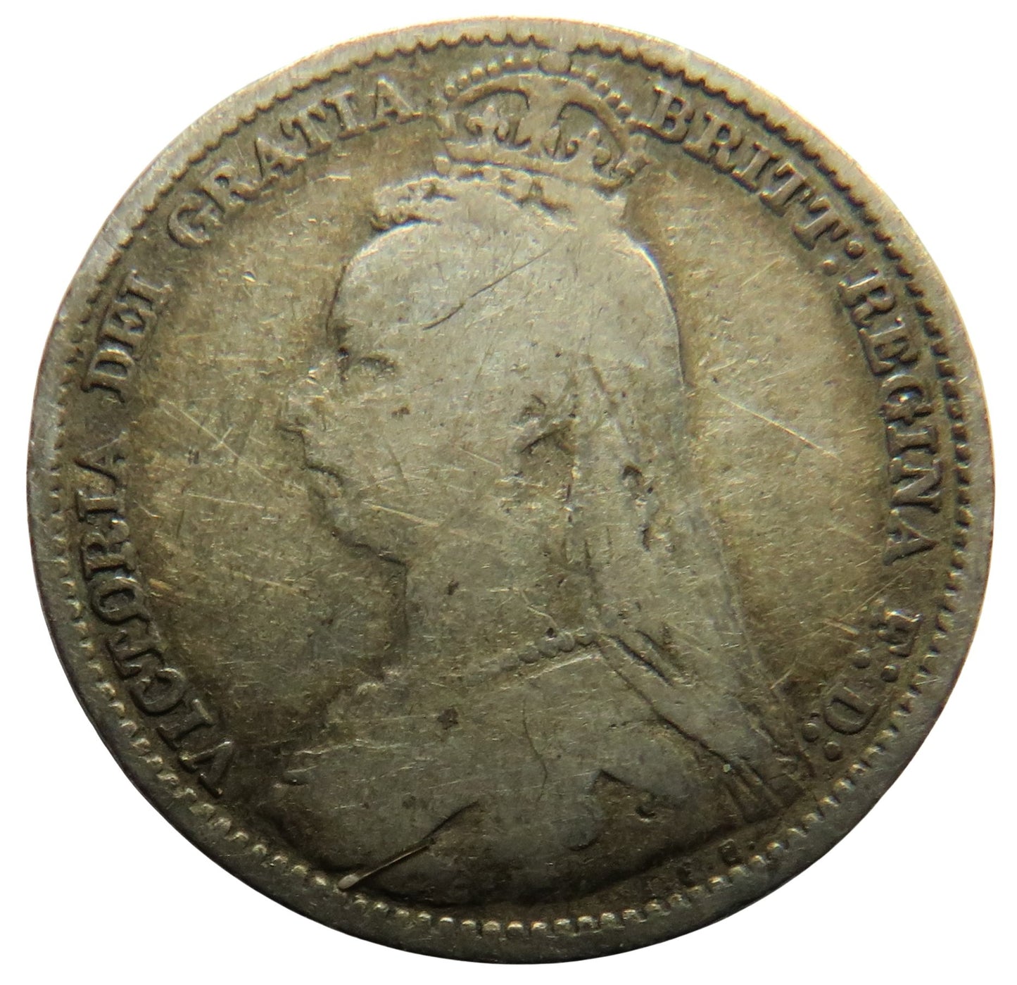 1892 Queen Victoria Jubilee Head Silver Sixpence Coin - Great Britain