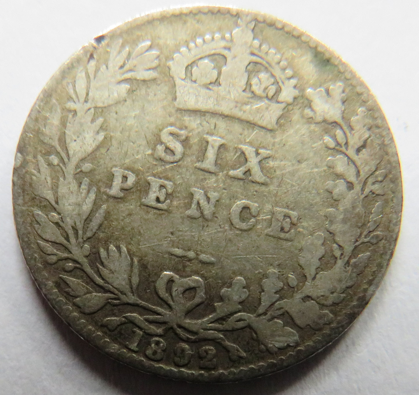 1892 Queen Victoria Jubilee Head Silver Sixpence Coin - Great Britain