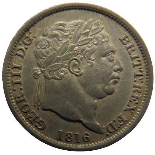 1816 King George III Silver Shilling Coin - Great Britain
