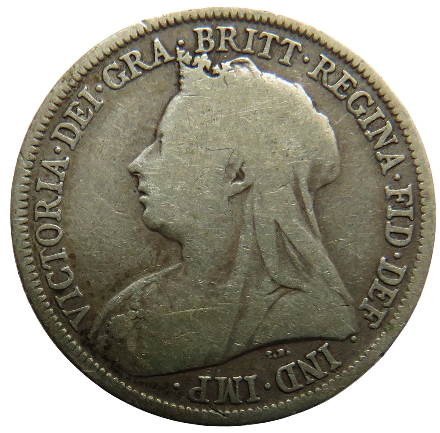 1896 Queen Victoria Silver Shilling Coin - Great Britain