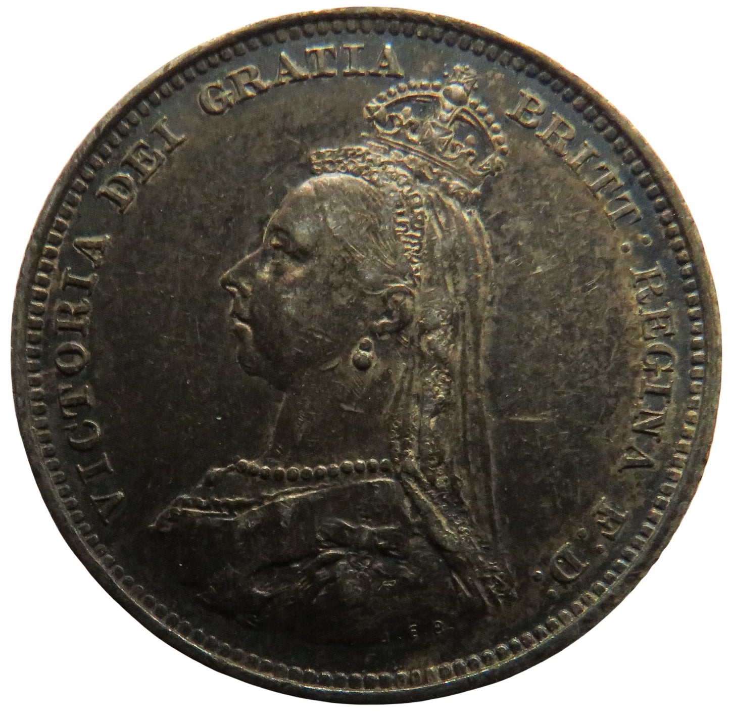 1887 Queen Victoria Jubilee Head Silver Shilling Coin
