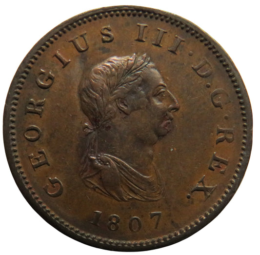 1807 King George III Halfpenny Coin - Great Britain