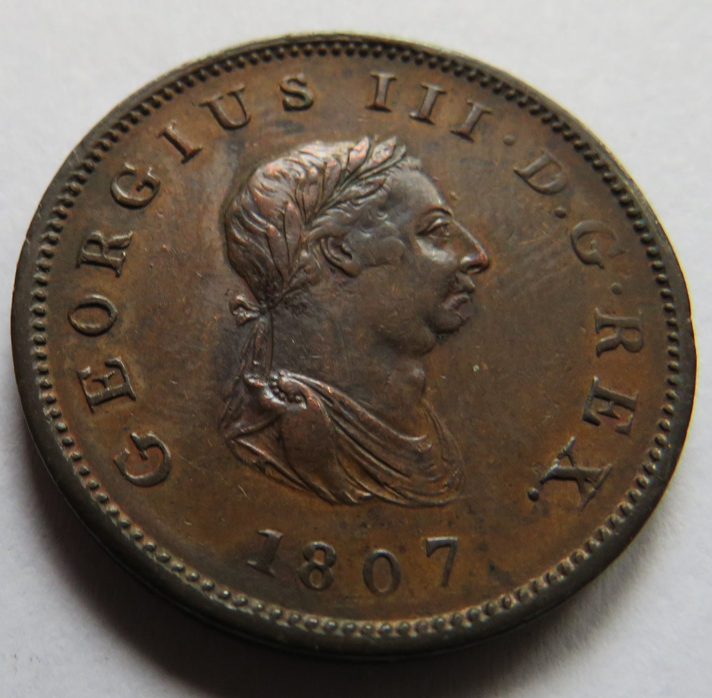 1807 King George III Halfpenny Coin - Great Britain