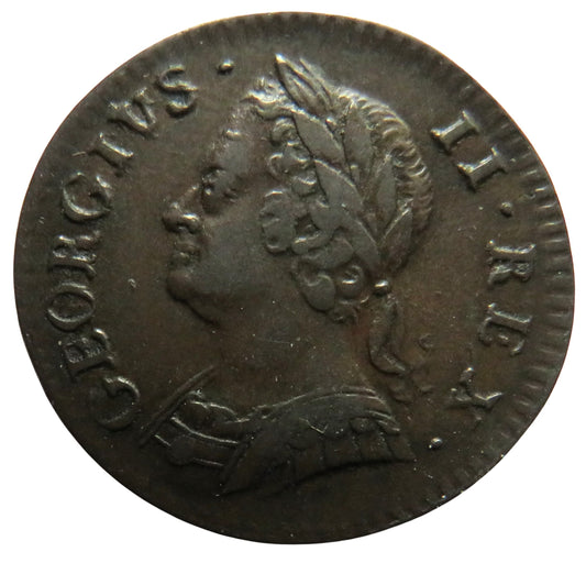 1754 King George II Farthing Coin In Excellent Condition