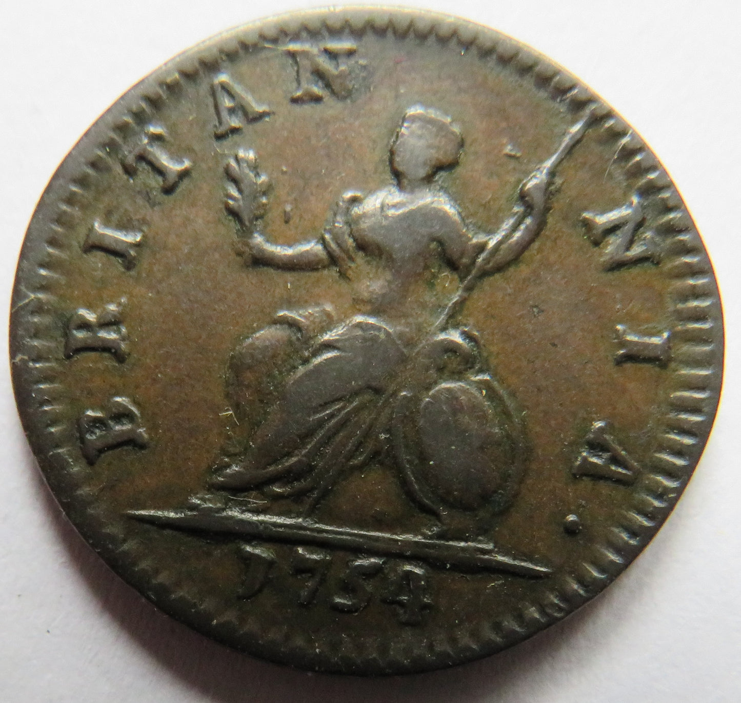 1754 King George II Farthing Coin In Excellent Condition