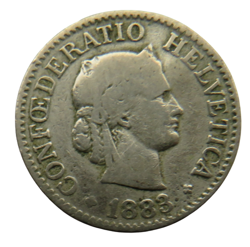 1883 Switzerland 10 Rappen Coin