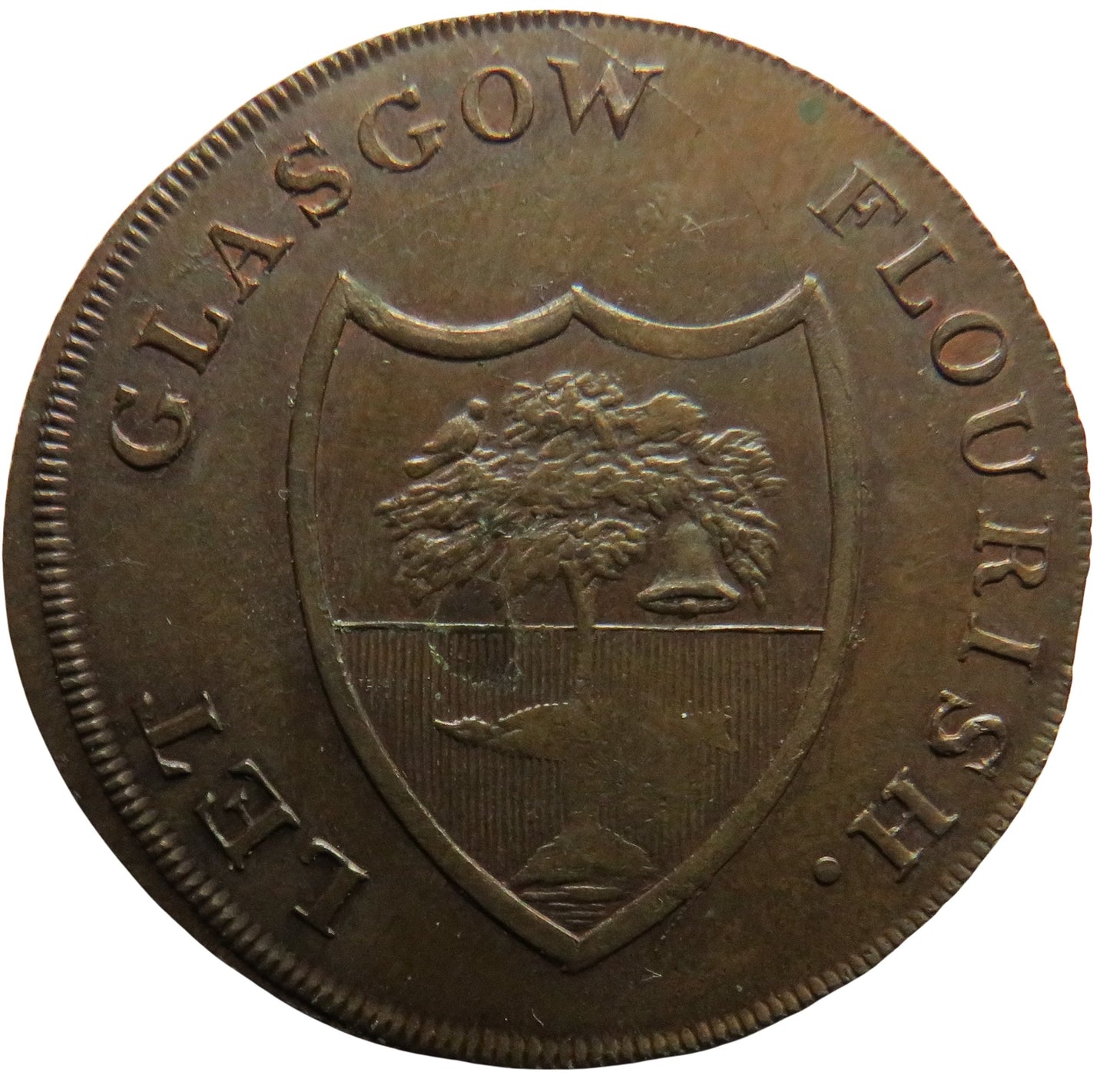 Late 18thC Glasgow Halfpenny Token Let Glasgow Flourish