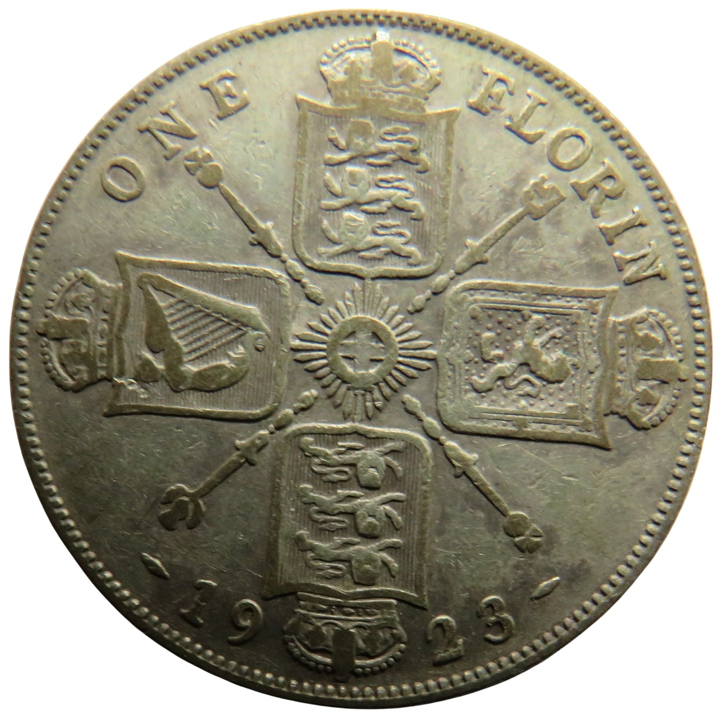 1923 King George V Silver One Florin Coin