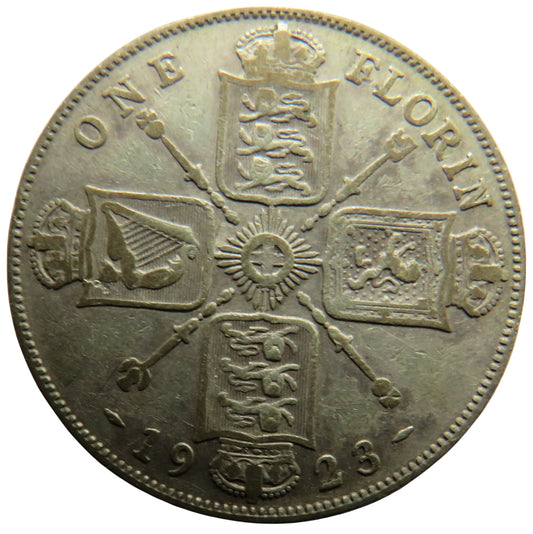 1923 King George V Silver One Florin Coin