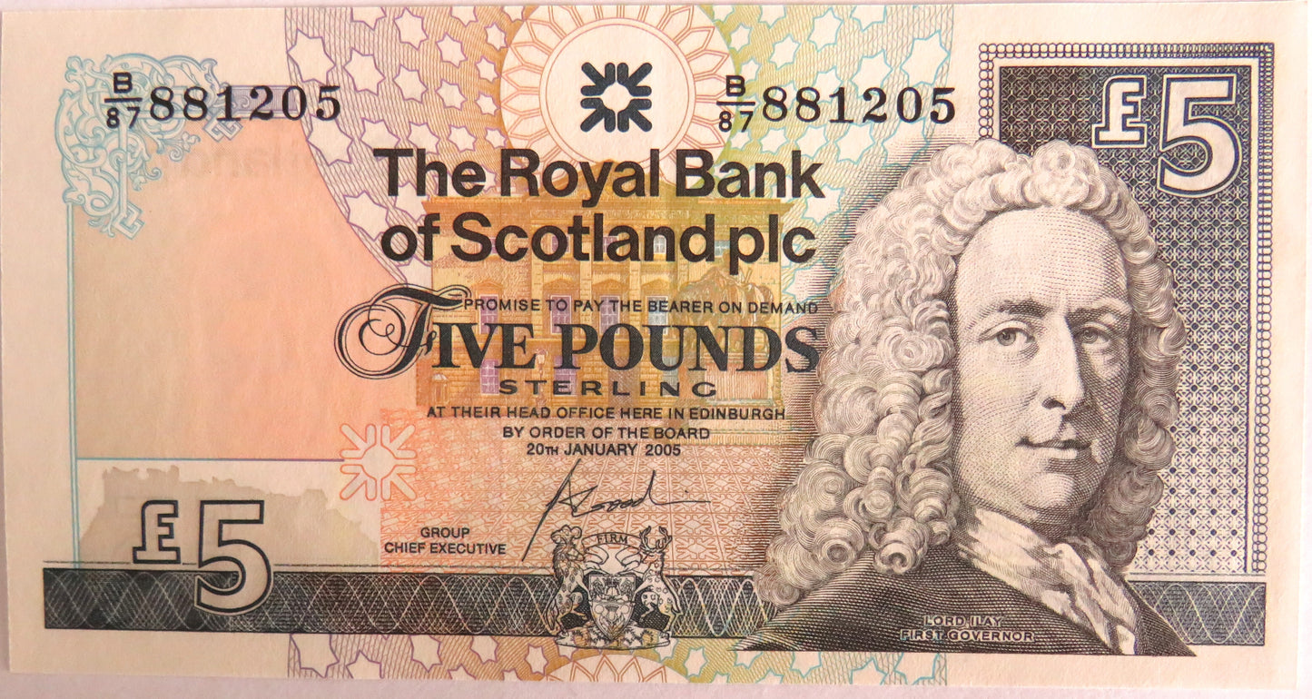 2005 The Royal Bank of Scotland £5 Five Pound Banknote