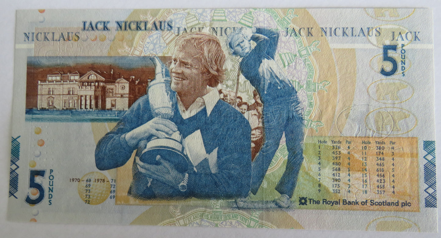 2005 The Royal Bank of Scotland £5 Five Pound Banknote Jack Nichlaus