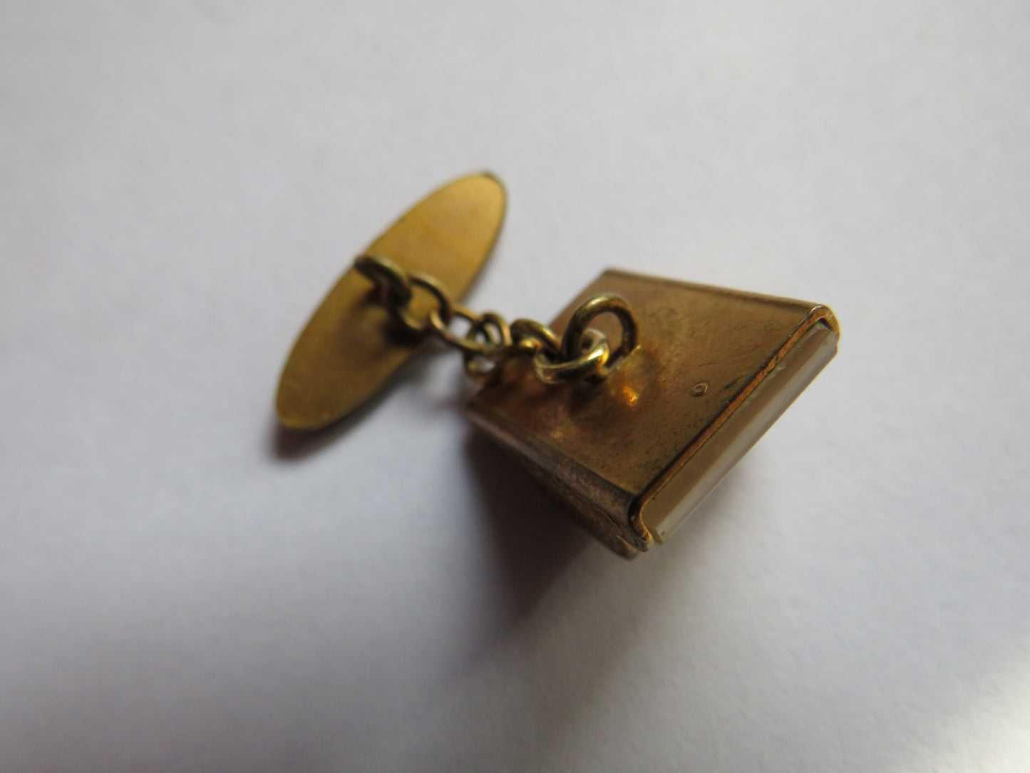 Vintage Pair of Cufflinks Damascene Gold, Black & Mother of Pearl