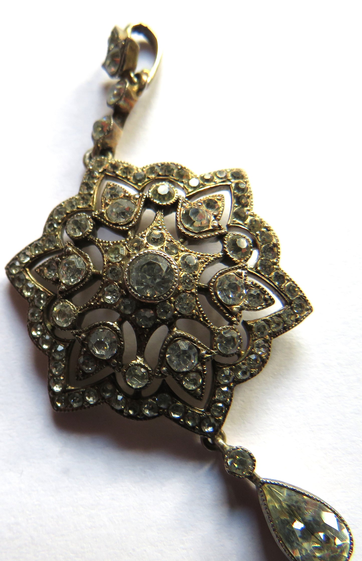 Antique Decorative Edwardian Pendant In Fitted Box Rock Crystal & Silver