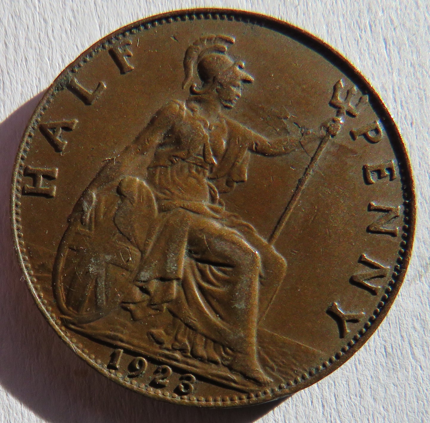 1923 King George V Halfpenny Coin - Great Britain