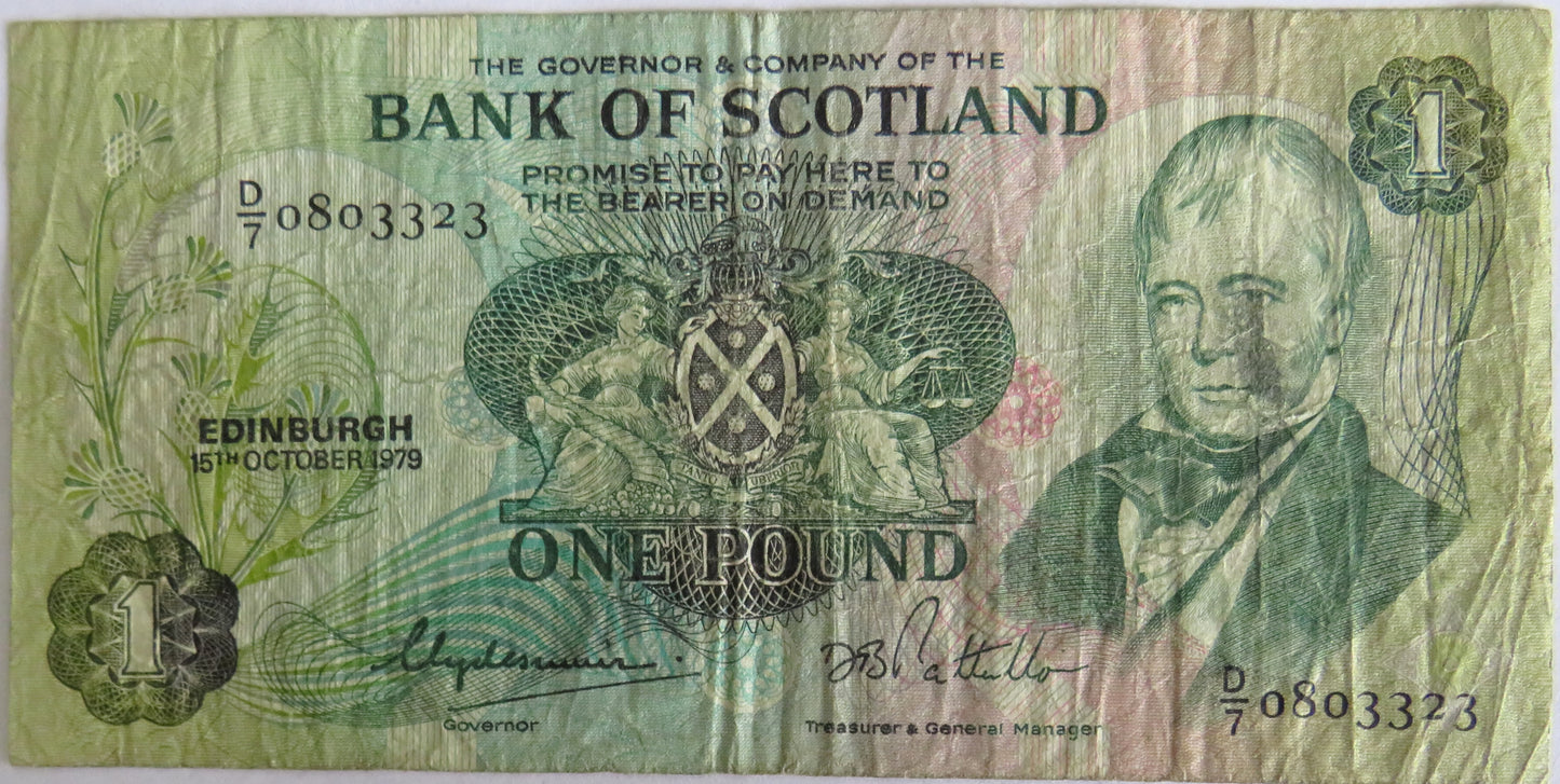 1979 Bank of Scotland £1 One Pound Banknote