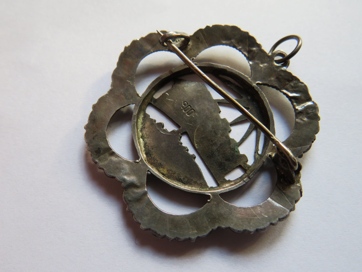 Antique Silver, Marcasite & Gold Front Pendant / Broch Acropolis of Athens