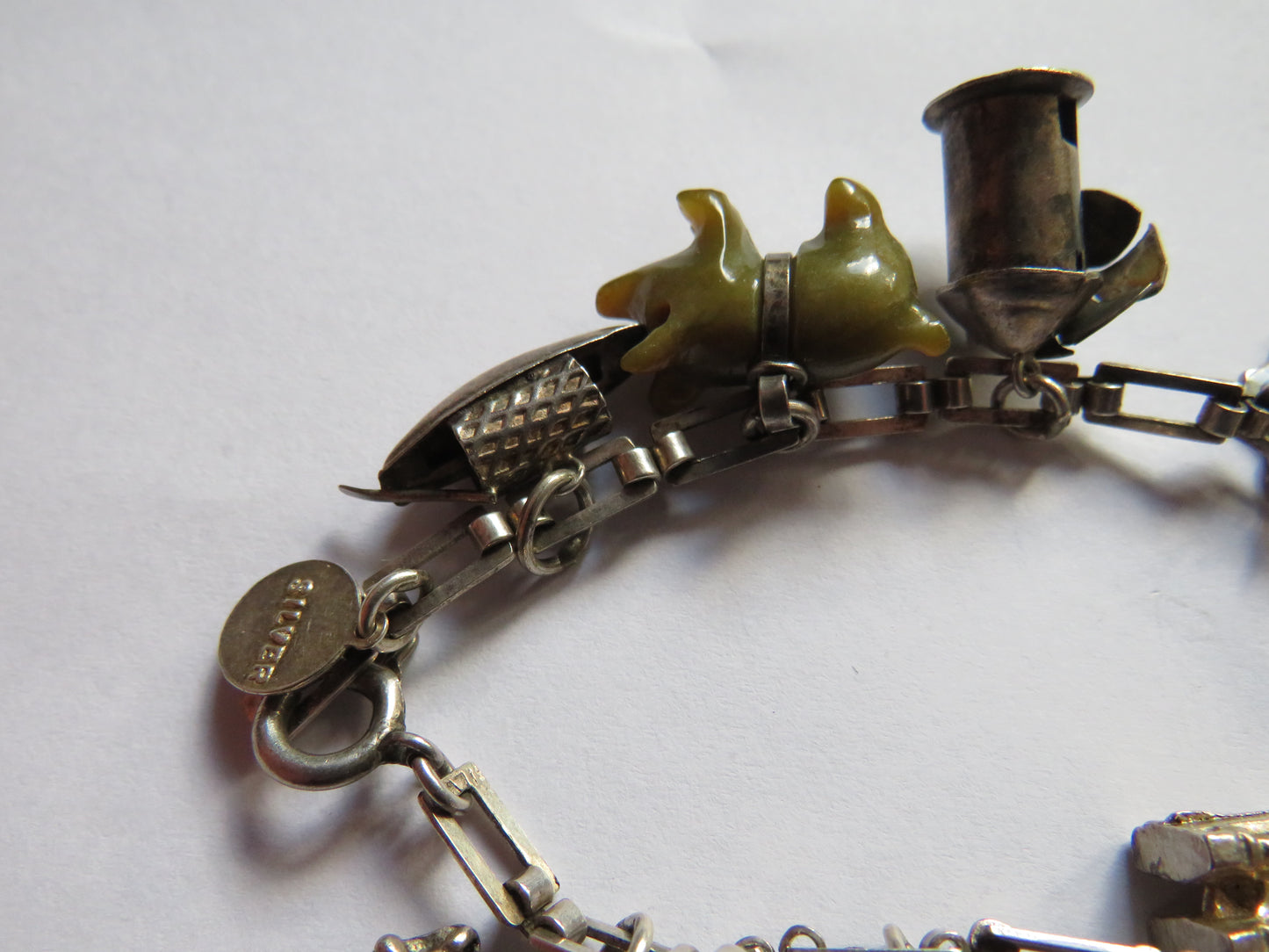 Vintage Silver Charm Bracelet With 11 Charms