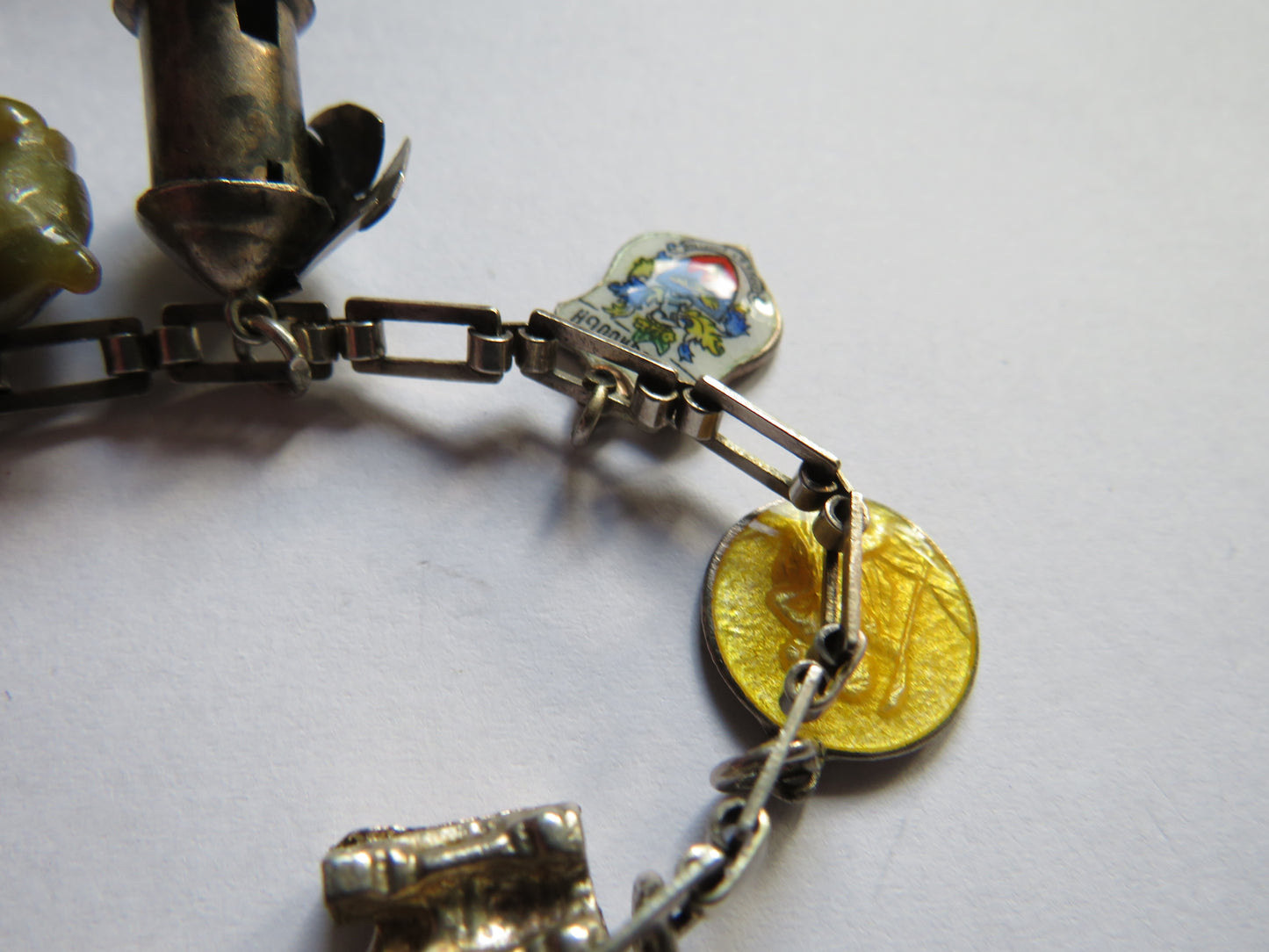 Vintage Silver Charm Bracelet With 11 Charms