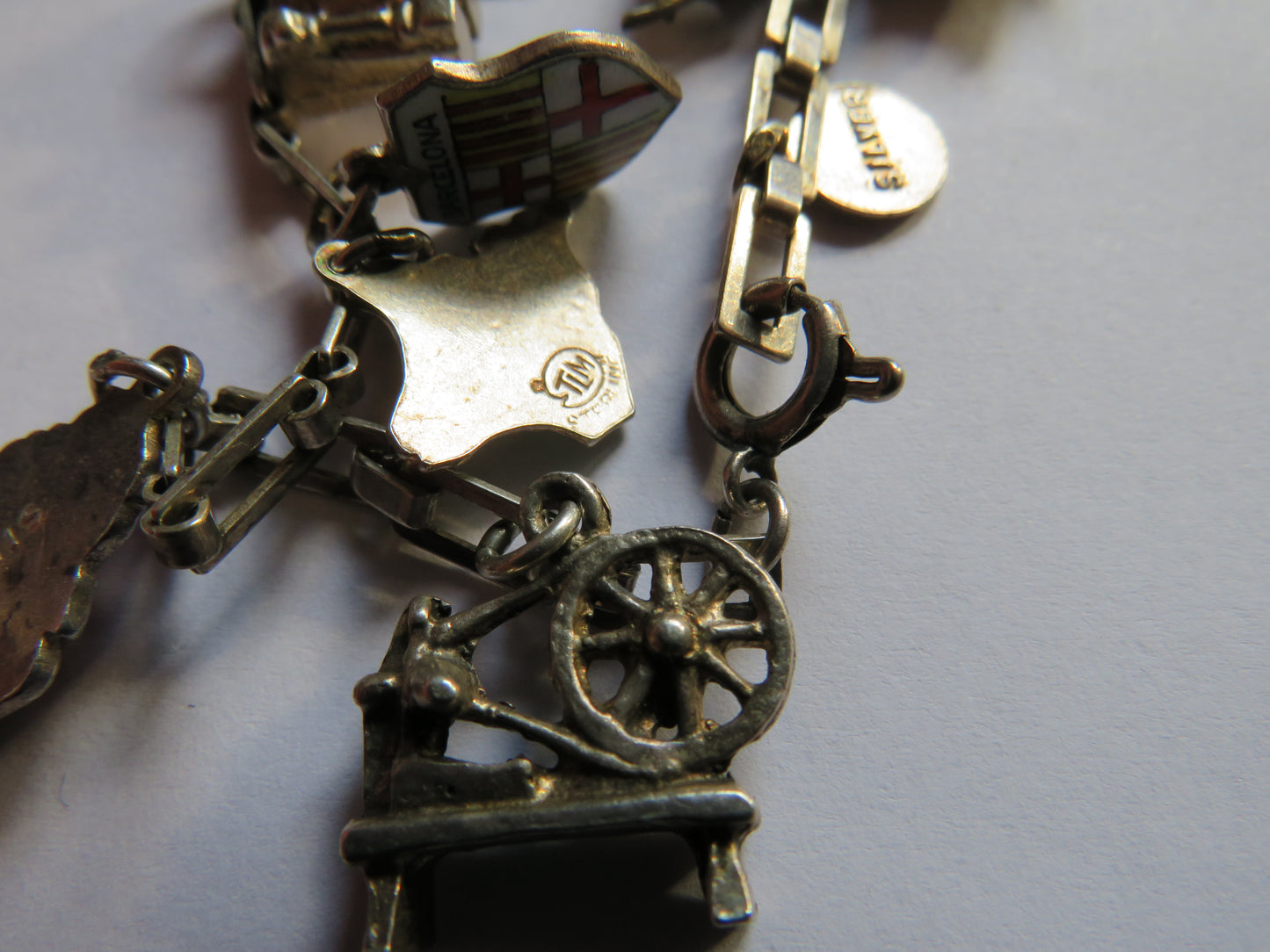 Vintage Silver Charm Bracelet With 11 Charms