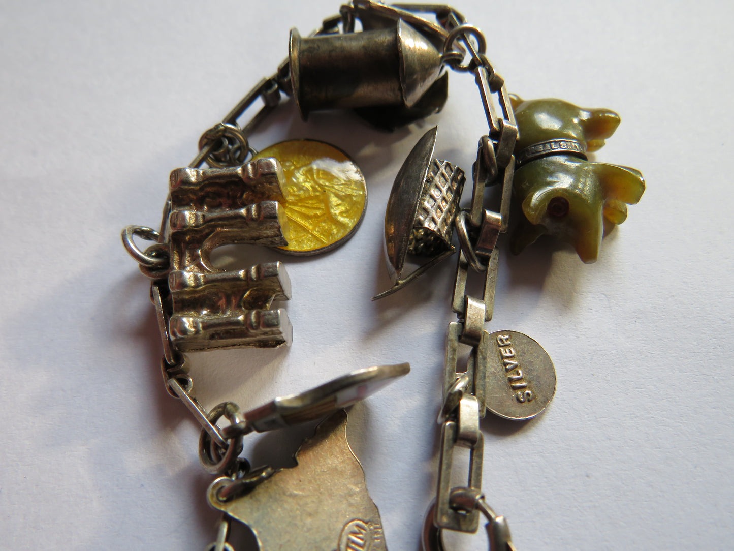 Vintage Silver Charm Bracelet With 11 Charms