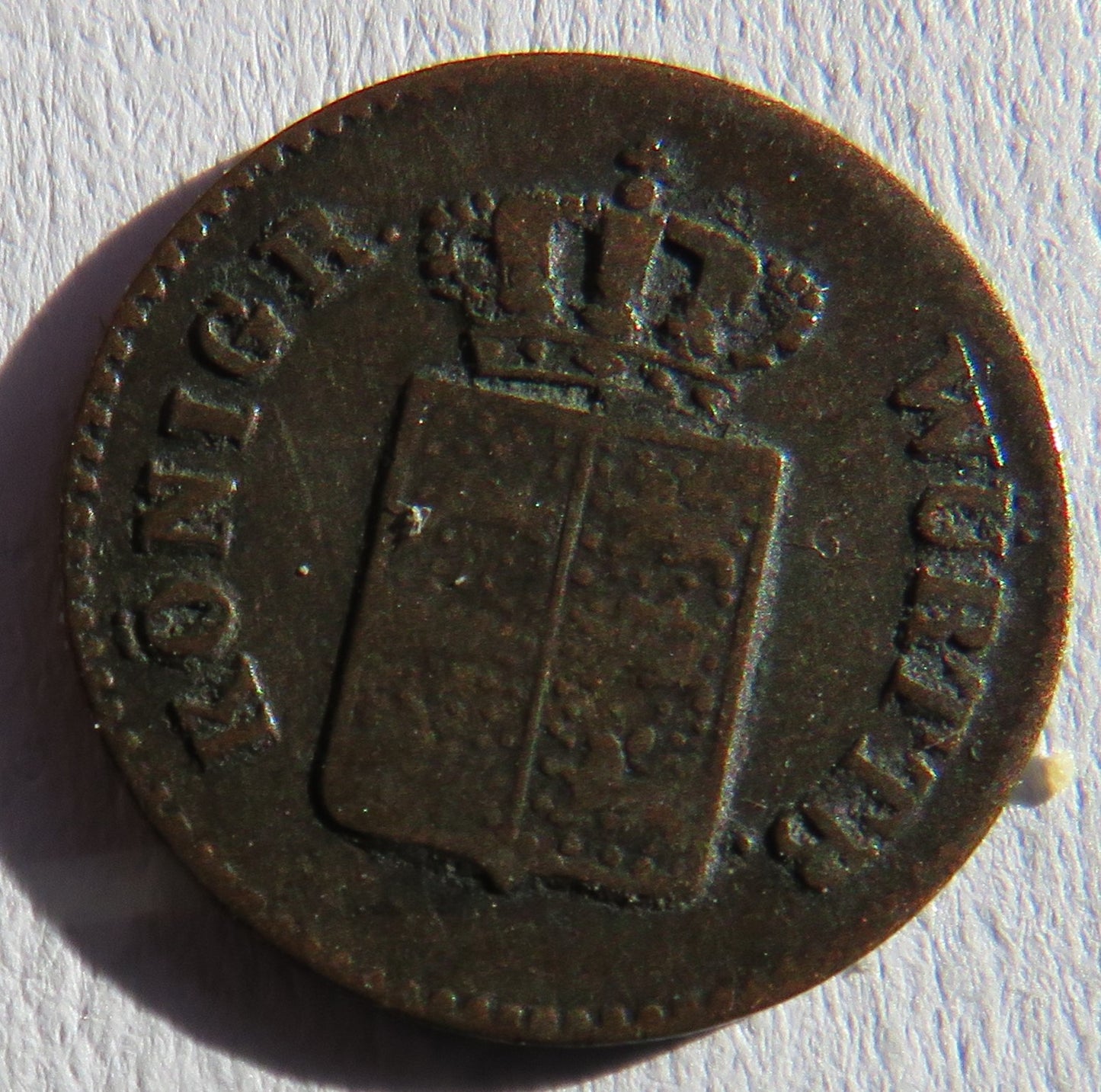 1852 German States Bavaria One Kreuzer Coin