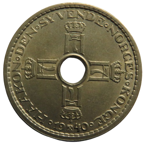 1940 Norway One Krone Coin