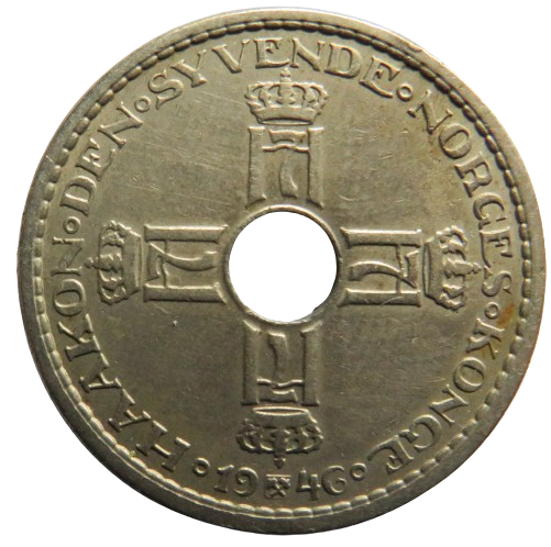 1946 Norway One Krone Coin