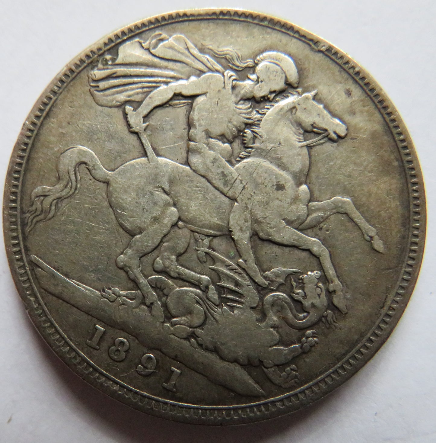 1891 Queen Victoria Jubilee Head Silver Crown Coin - Great Britain