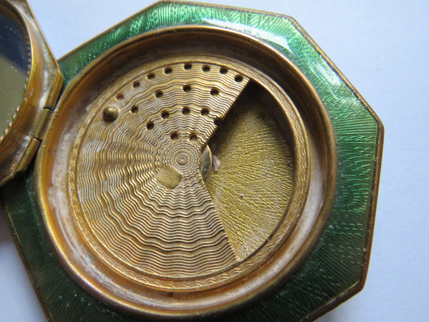 Antique Enamelled Powder Compact With Image of Ship