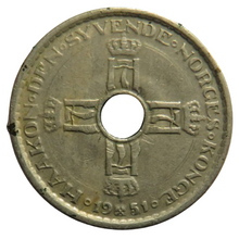 Load image into Gallery viewer, 1951 Norway One Krone Coin
