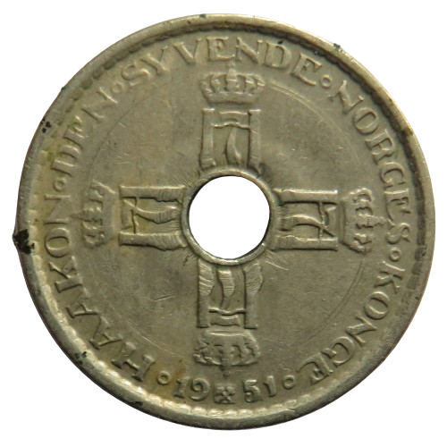 1951 Norway One Krone Coin