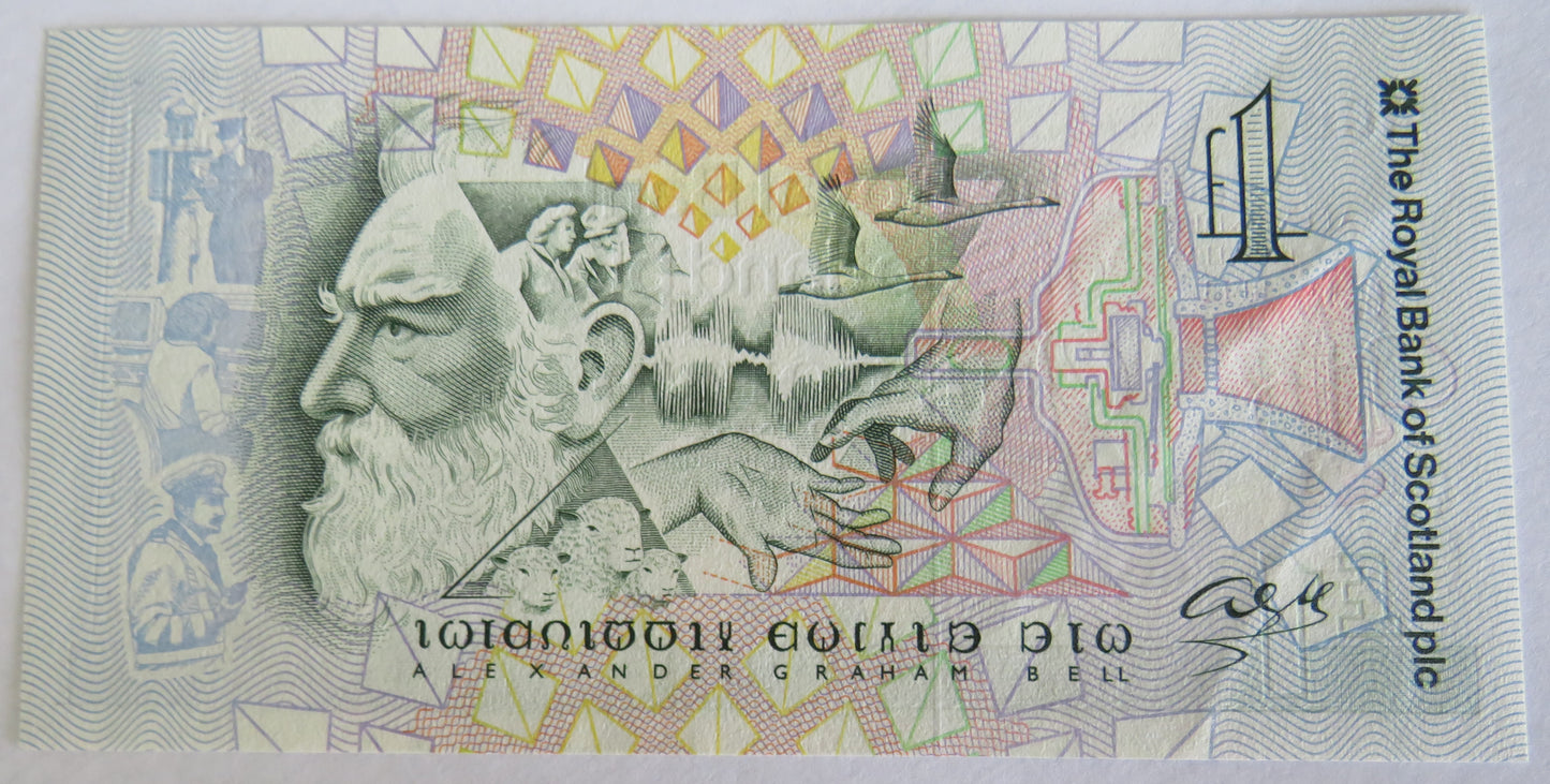 1997 The Royal Bank of Scotland Plc £1 One Pound Note Alexander Graham Bell