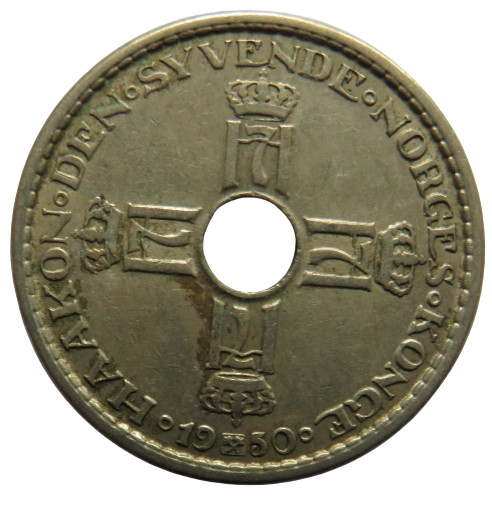 1950 Norway One Krone Coin