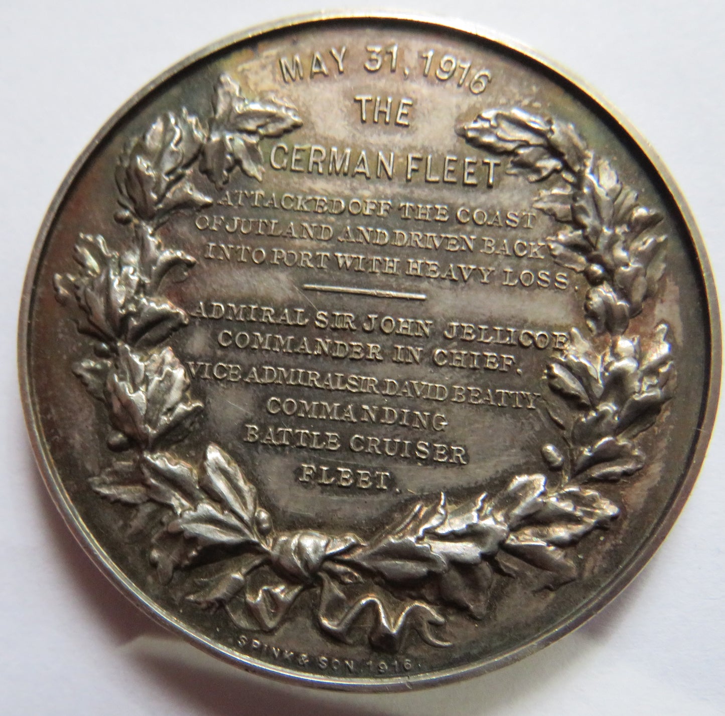 1916 Battle of Jutland Silver Commemorative Medal By Spink & Sons