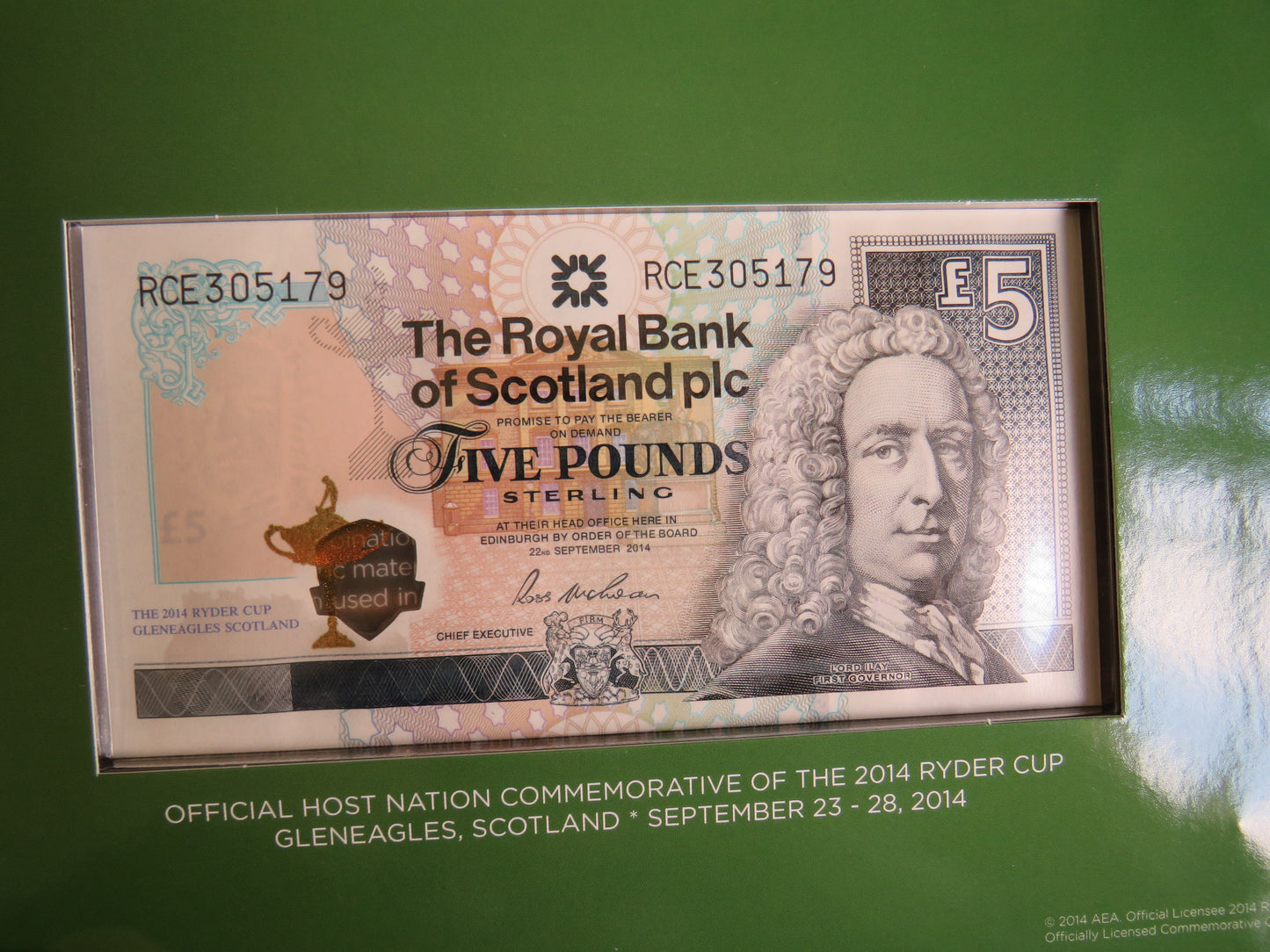 The 2014 Ryder Cup Commemorative Banknote Royal Bank of Scotland £5