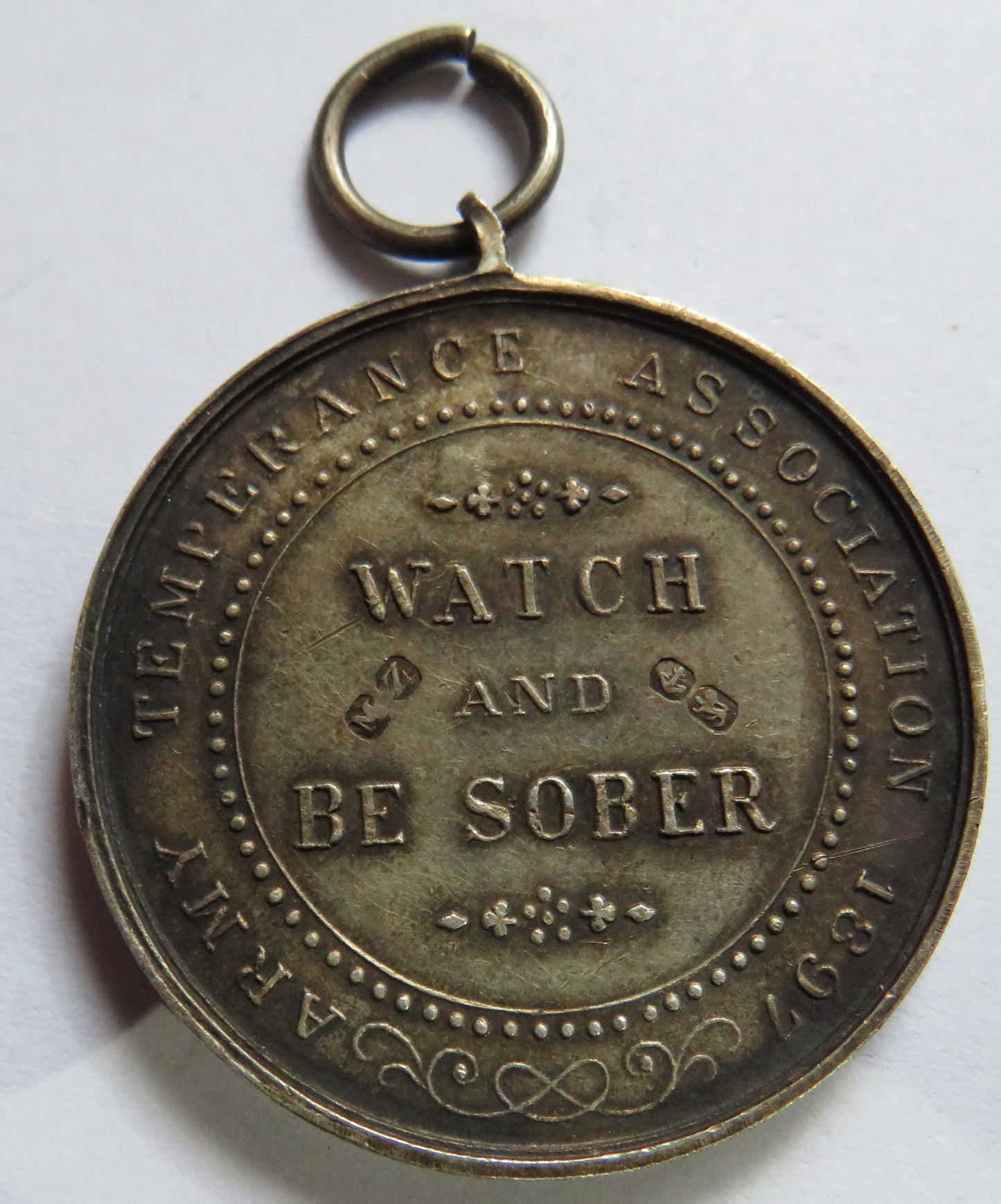 Silver Army Temperance Association Medal India 1897 "Watch and Be Sober"