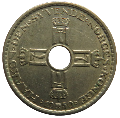 1950 Norway One Krone Coin