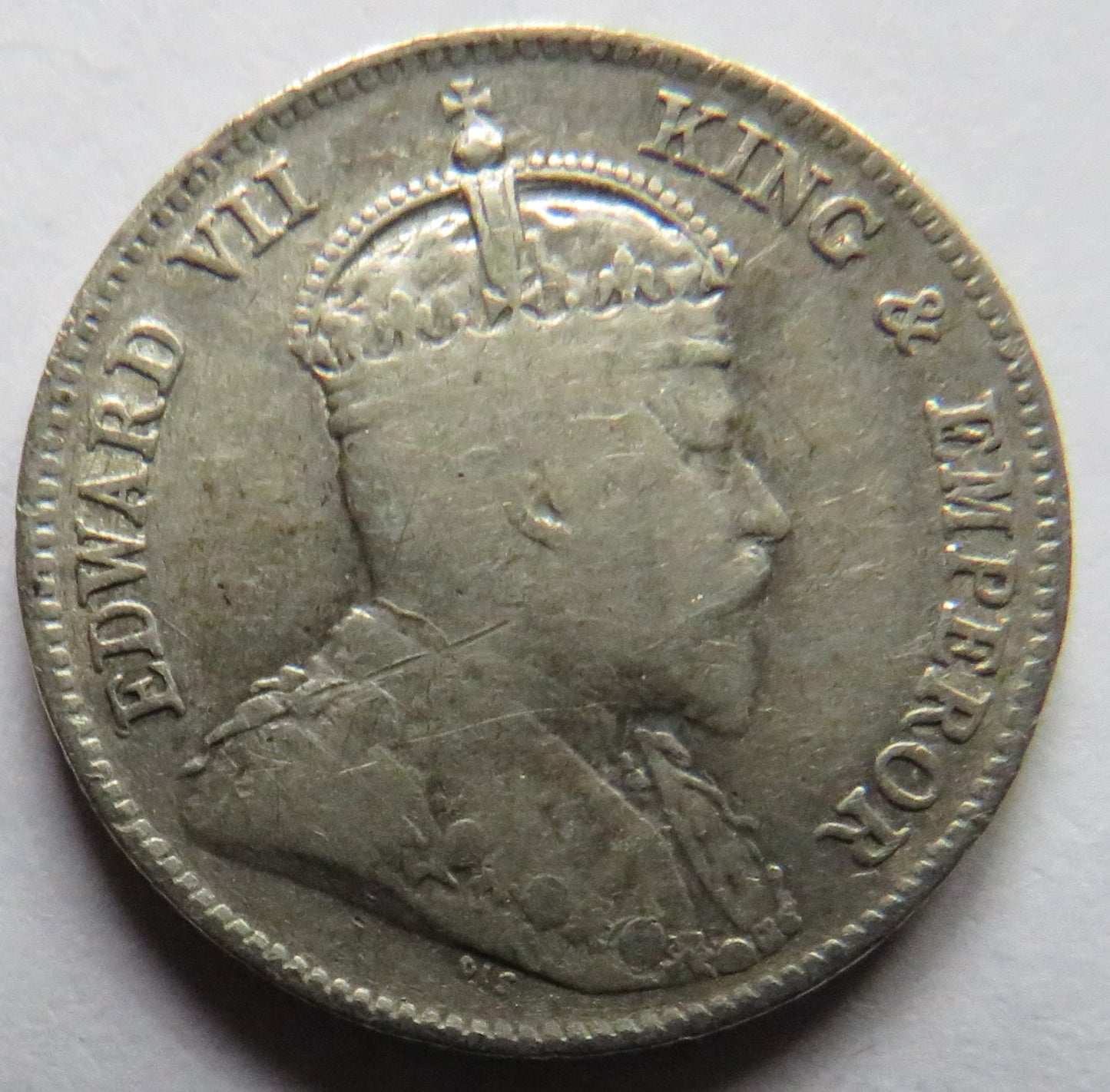 1904 King Edward VII Hong Kong Silver 10 Cents Coin
