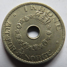 Load image into Gallery viewer, 1949 Norway One Krone Coin
