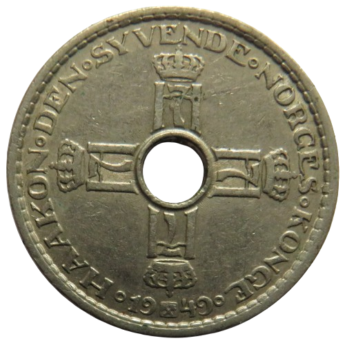 1949 Norway One Krone Coin