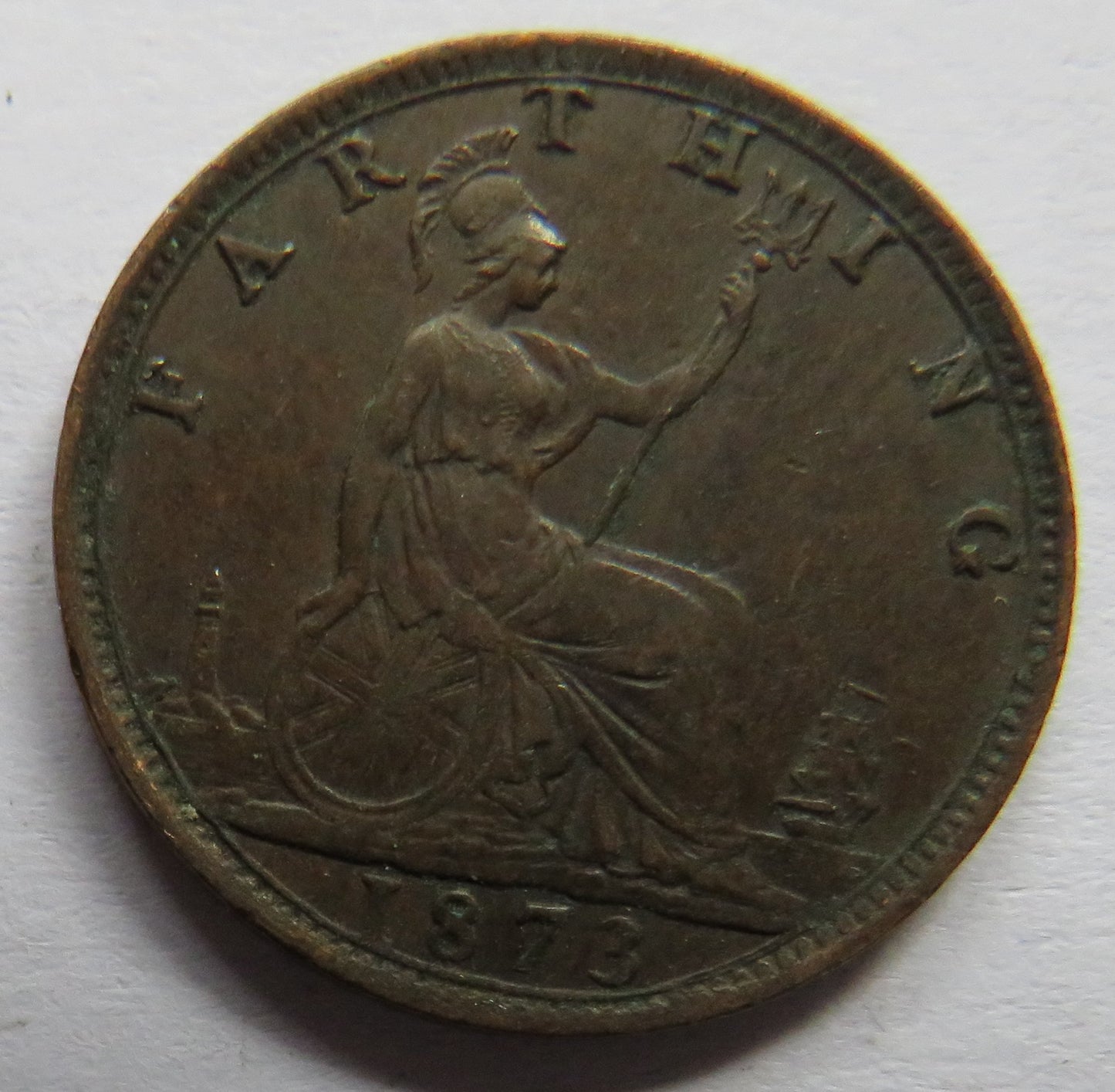 1873 Queen Victoria Bun Head Farthing Coin - Great Britain