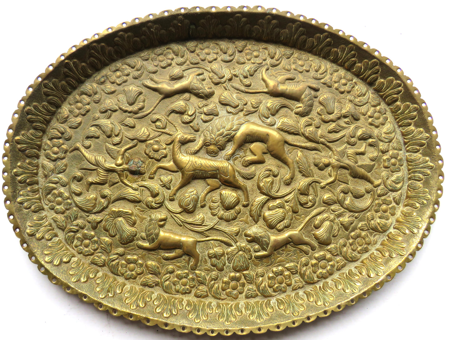 Antique Middle Eastern / African Decorative Brass Serving Plate / Tray