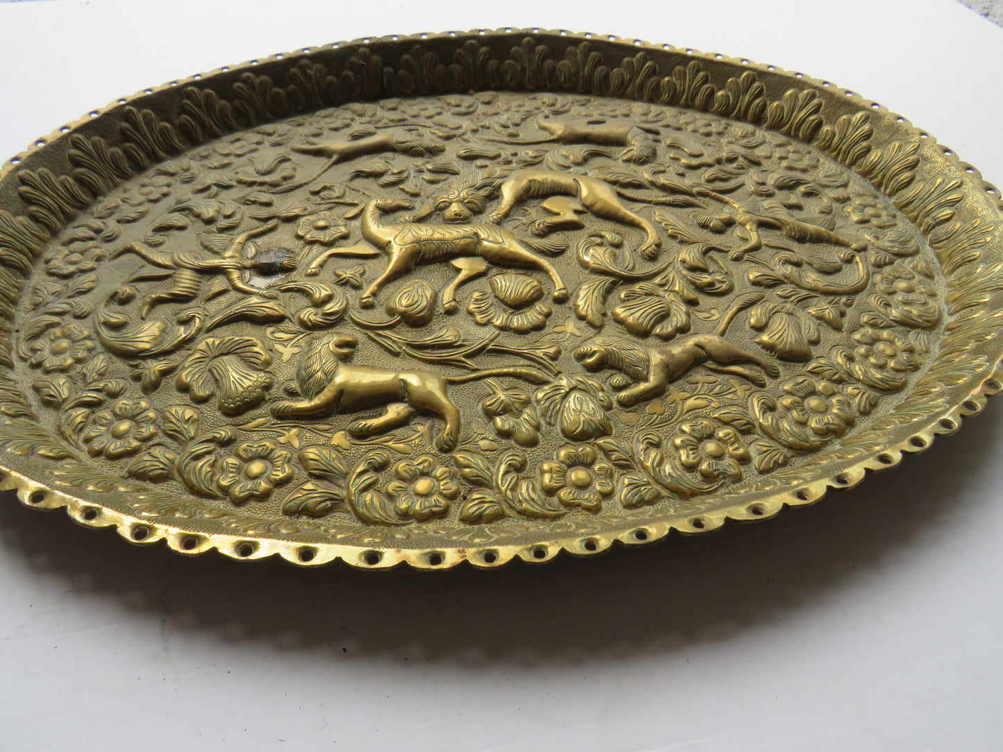 Antique Middle Eastern / African Decorative Brass Serving Plate / Tray